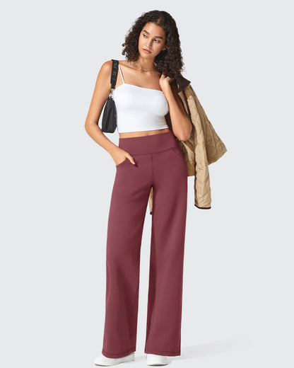 Pantalones Anchos de Vestir de Cintura Alta Sin Costuras BareFeel