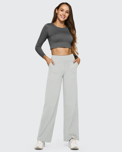 Pantalones de Negocios Informales de Talle Alto Ancho de EverGoing 35''
