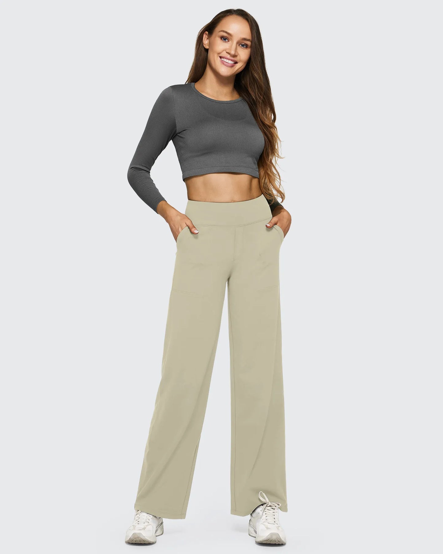 Pantalones de Negocios Informales de Talle Alto Ancho de EverGoing 35''
