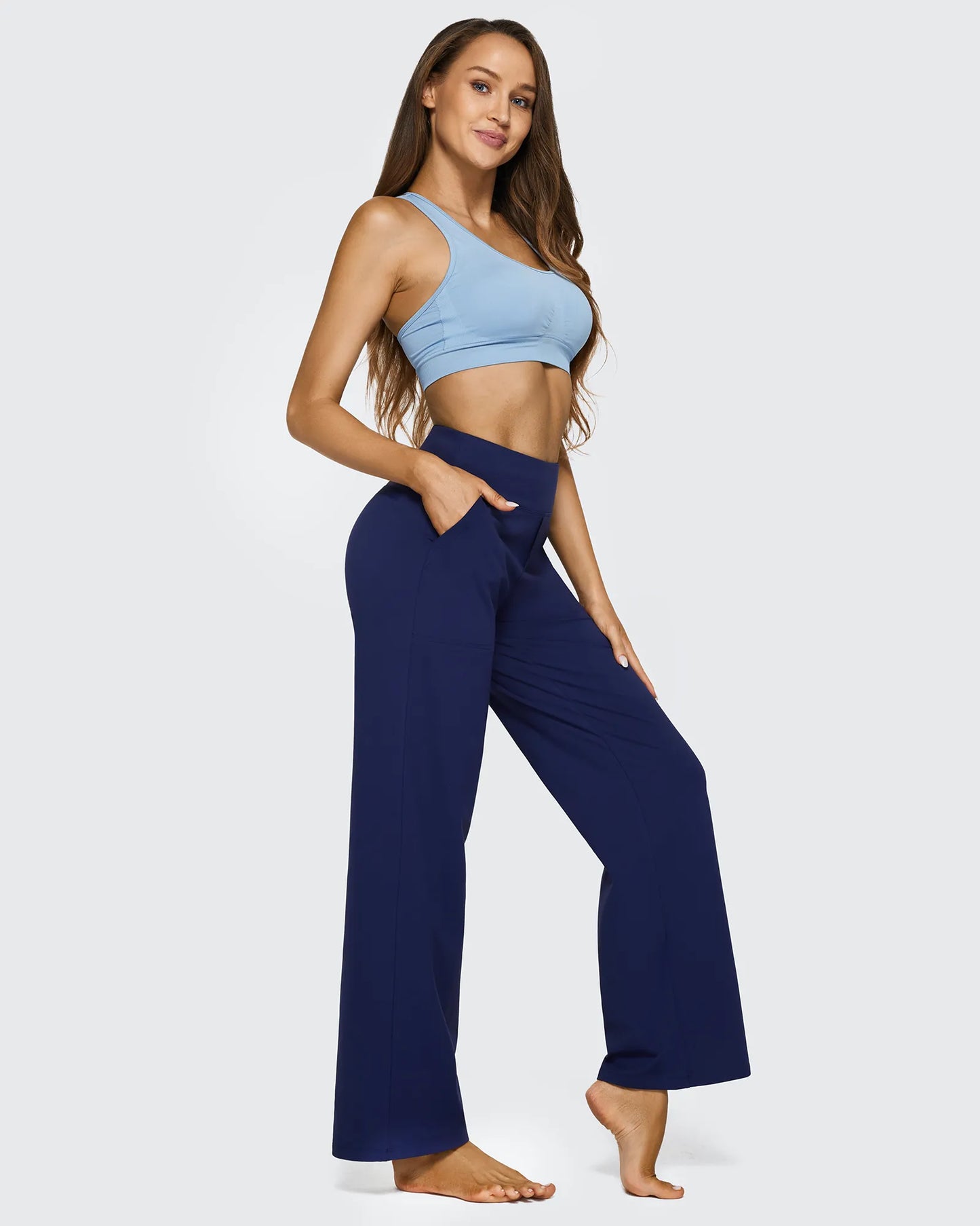 Pantalones casuales de negocios de talle alto EverGoing sueltos de 29''