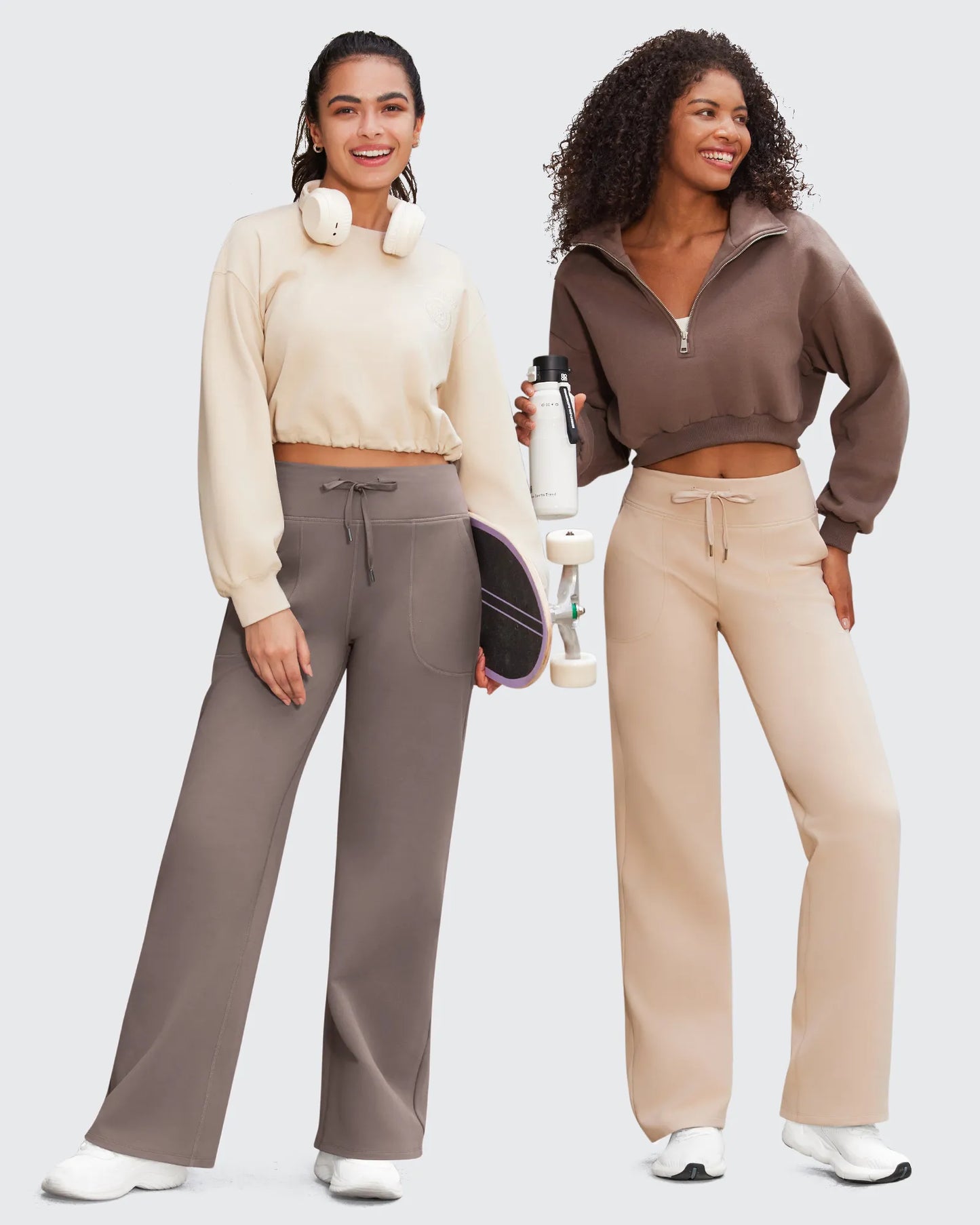 EverGoing Negocios Casual Cintura Alta Pierna Ancha Pantalones Altos