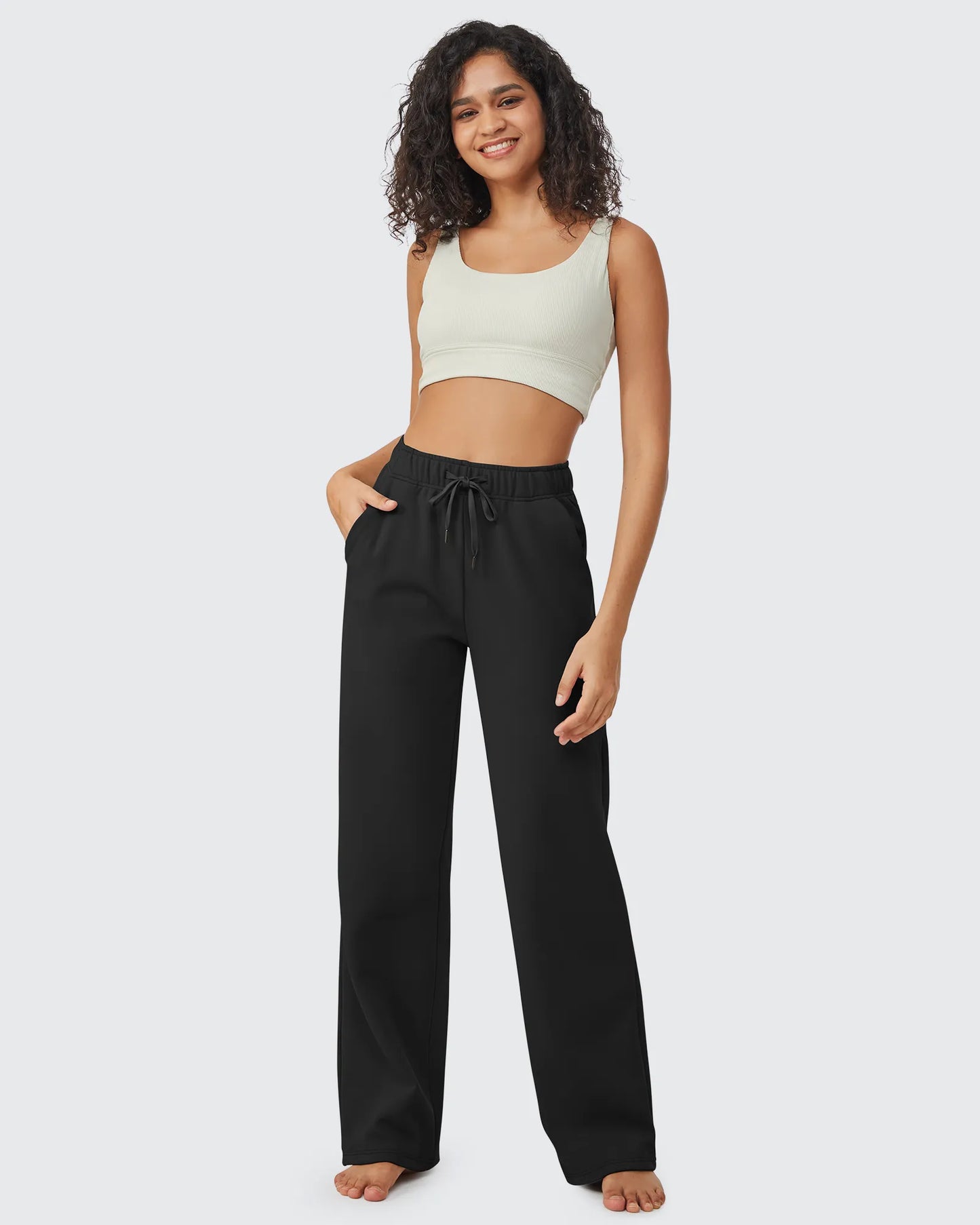 Pantalones casuales con cordón y forro polar EverGoing