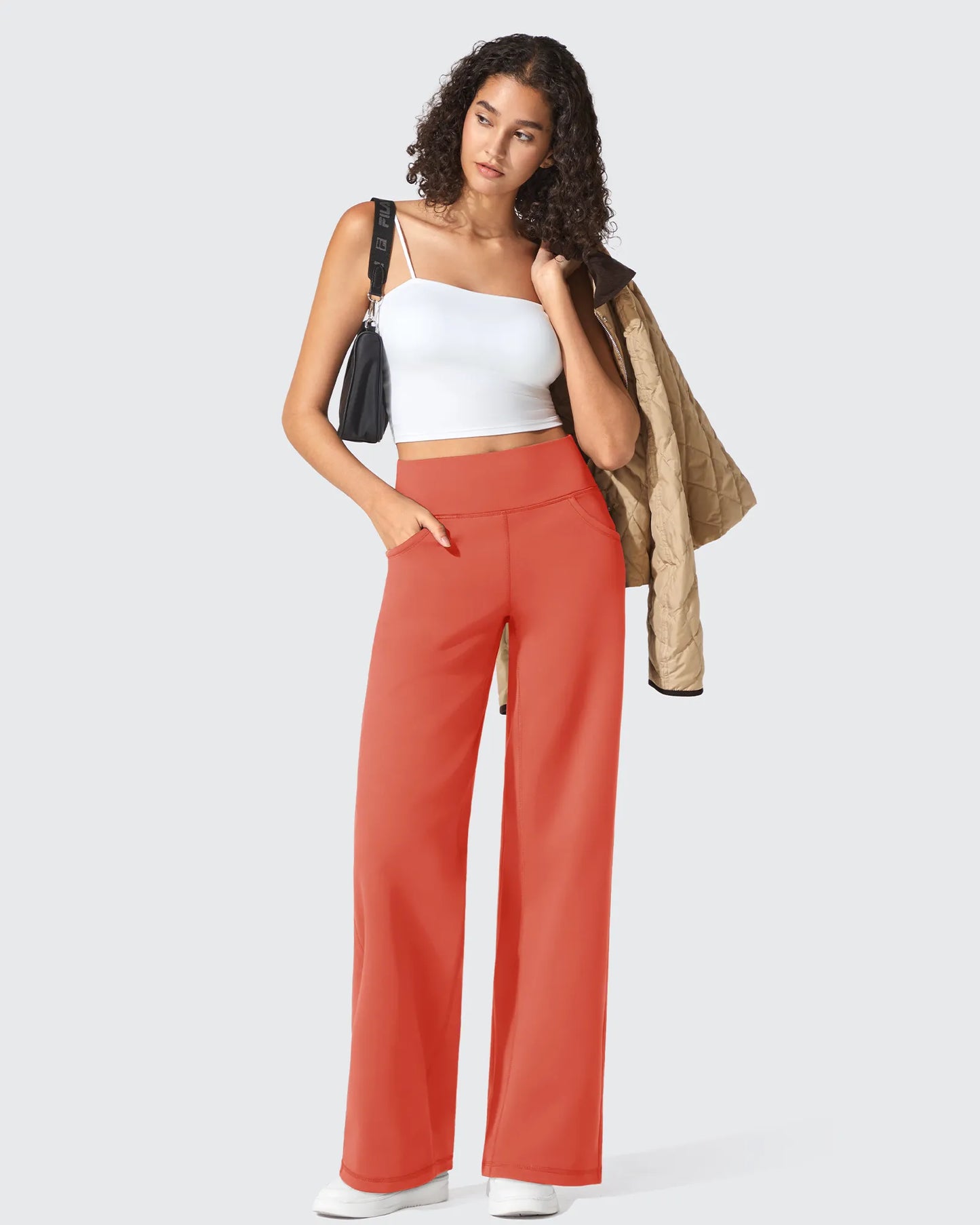 Pantalones Anchos de Vestir de Cintura Alta Sin Costuras BareFeel