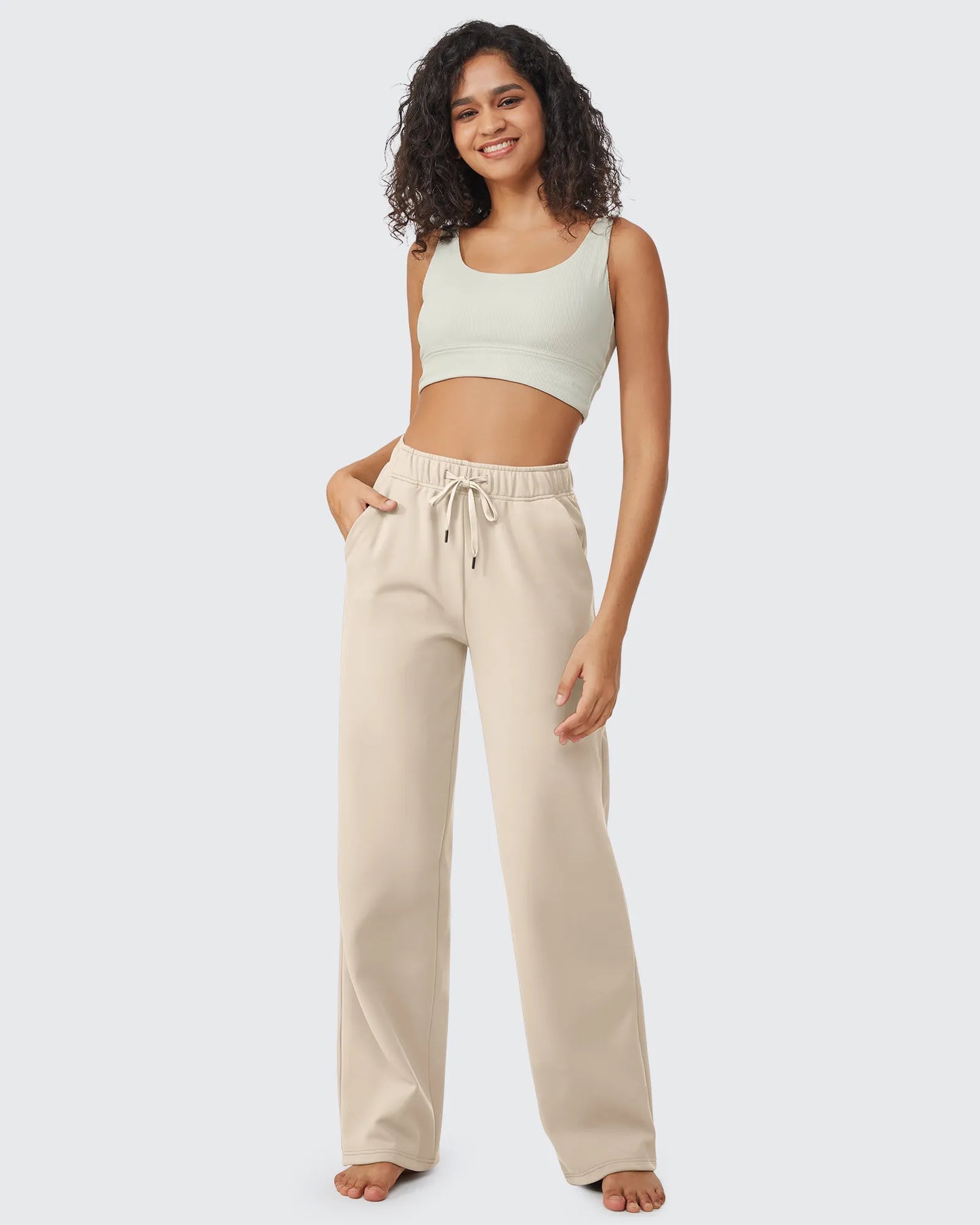 Pantalones informales EverGoing Petite con cordón y forro polar suelto