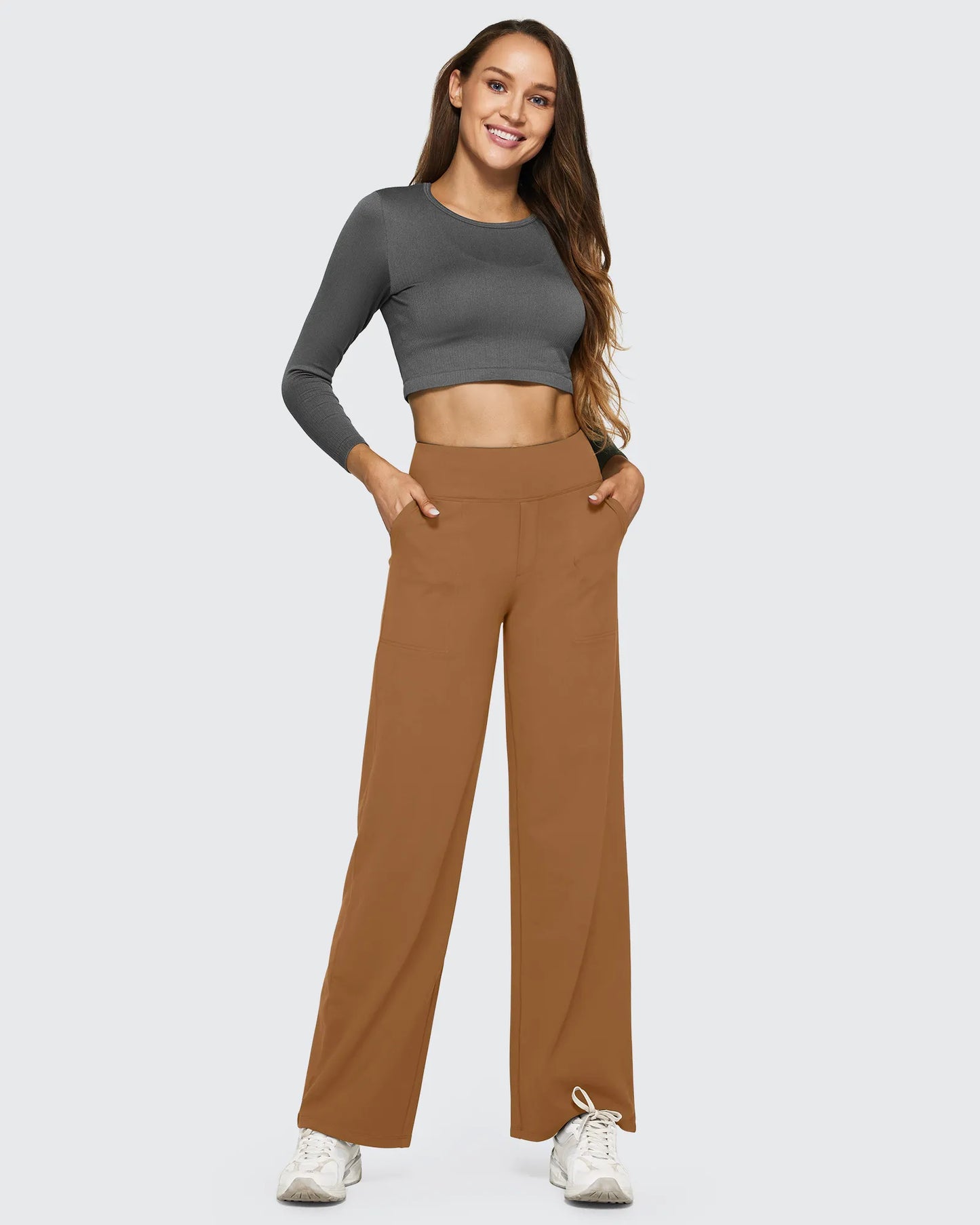Pantalones casuales de negocios de talle alto EverGoing sueltos de 29''