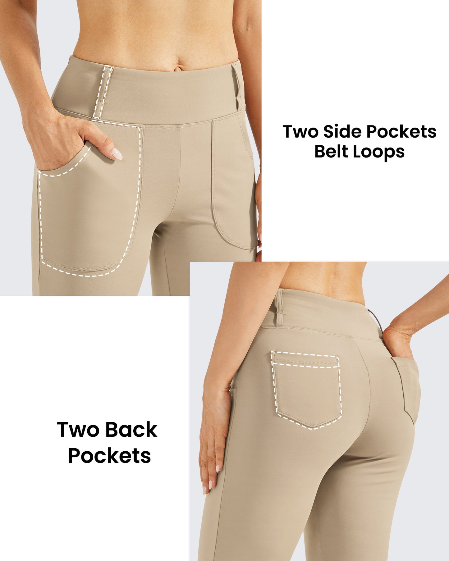 Pantalones acampanados de trabajo de cintura alta con forro polar