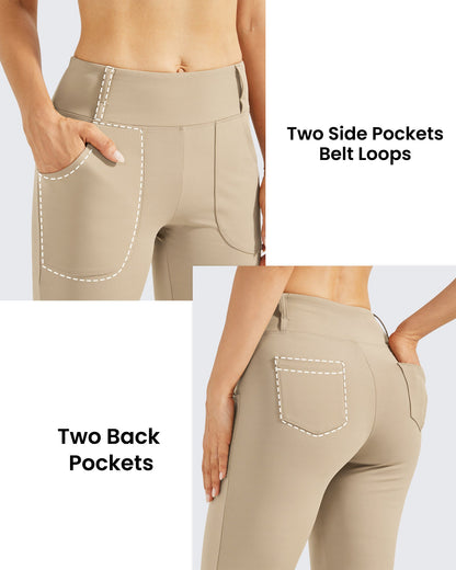 Pantalones acampanados de trabajo de cintura alta con forro polar