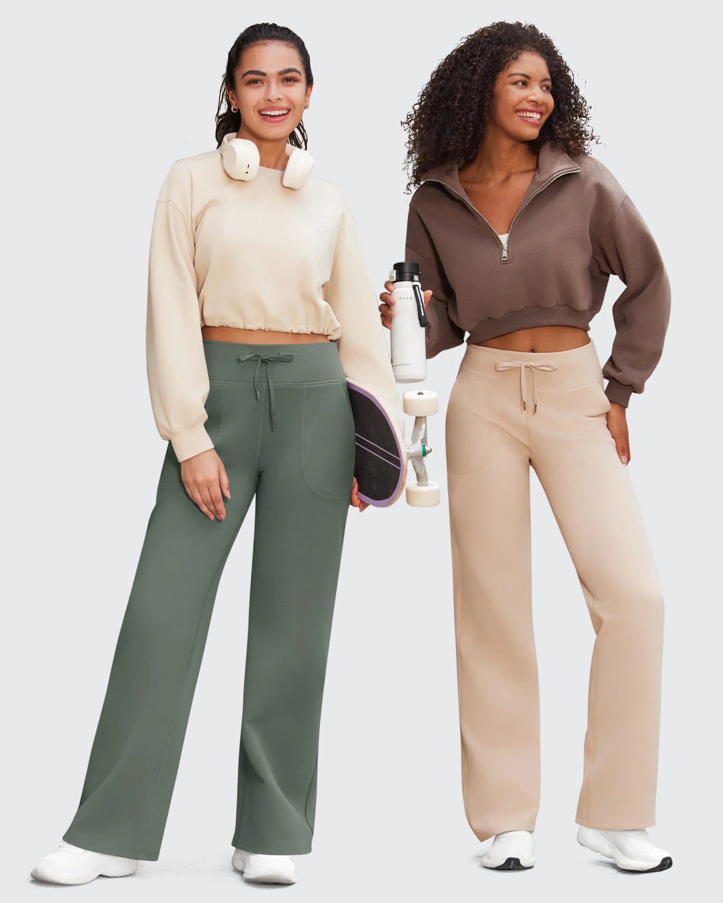 Pantalones de pernera ancha EverGoing de talle alto informales de negocios petite