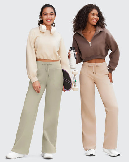 Pantalones de pernera ancha EverGoing de talle alto informales de negocios petite