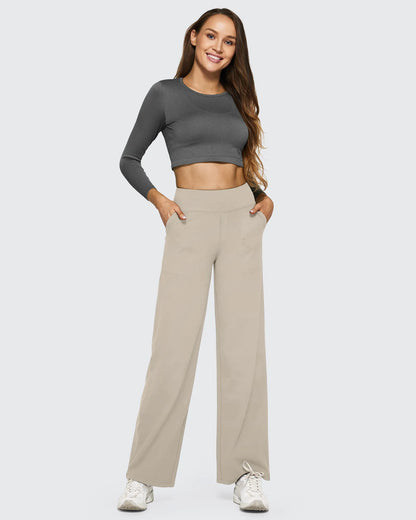 Pantalones casuales de negocios de talle alto EverGoing sueltos 33''