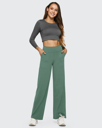 Pantalones de Negocios Informales de Talle Alto Ancho de EverGoing 35''