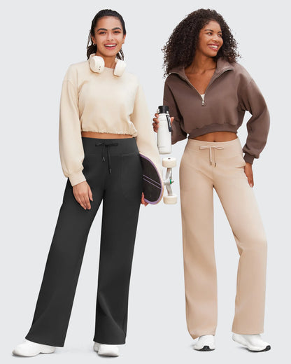 EverGoing Negocios Casual Cintura Alta Pierna Ancha Pantalones Altos