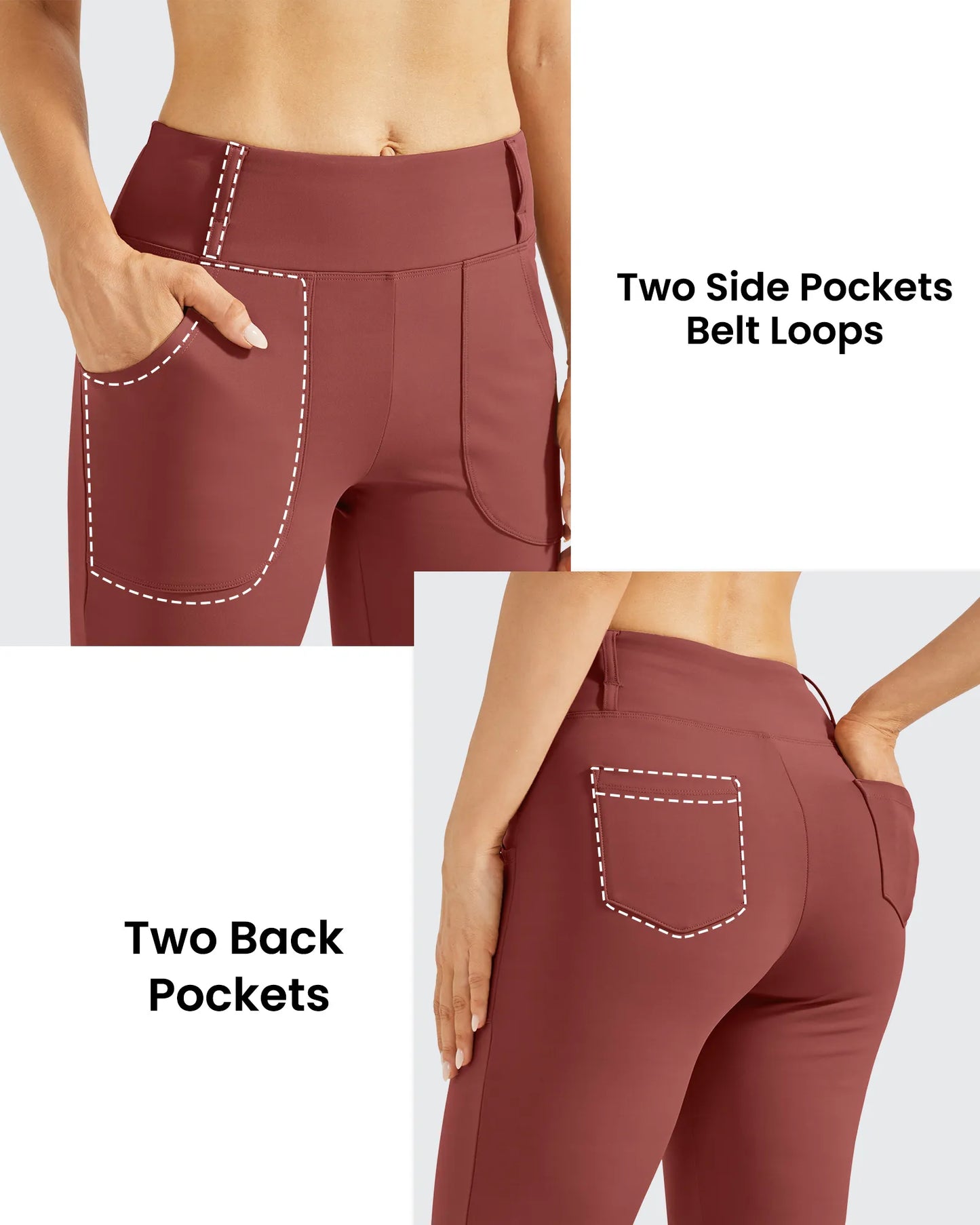 Pantalones acampanados de trabajo de cintura alta con forro polar