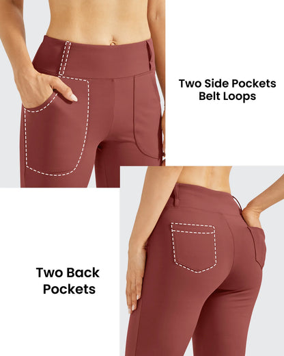 Pantalones acampanados de trabajo de cintura alta con forro polar
