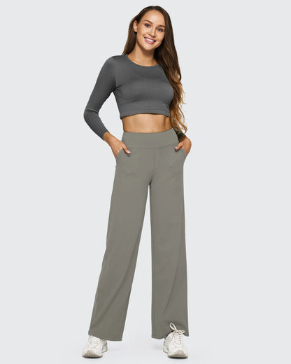 Pantalones casuales de negocios de talle alto EverGoing sueltos 33''