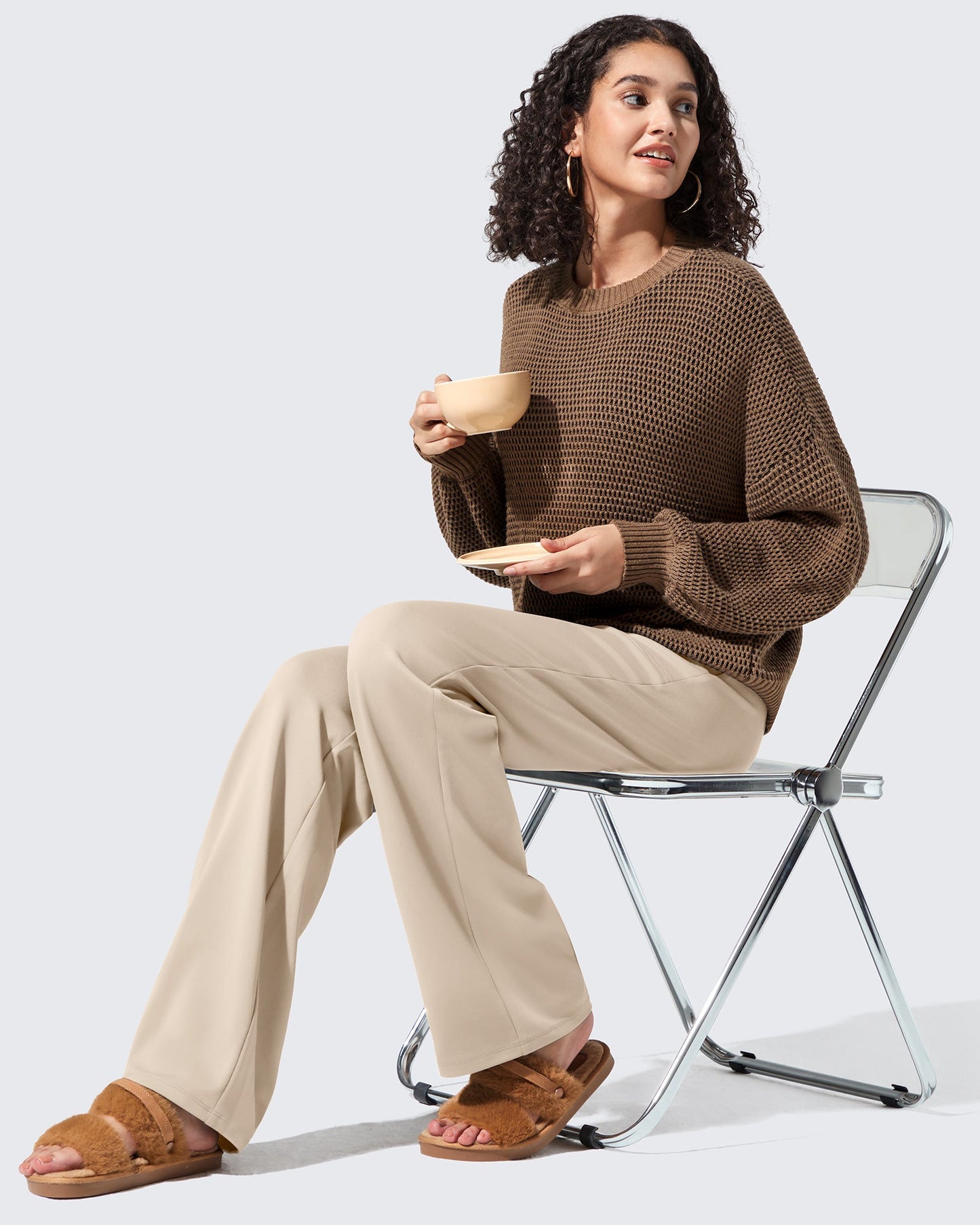 Pantalones de vestir de talle alto con forro polar EverGoing