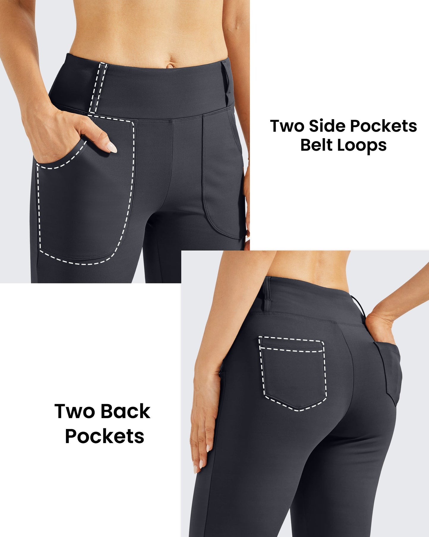 Pantalones acampanados de trabajo de cintura alta con forro polar
