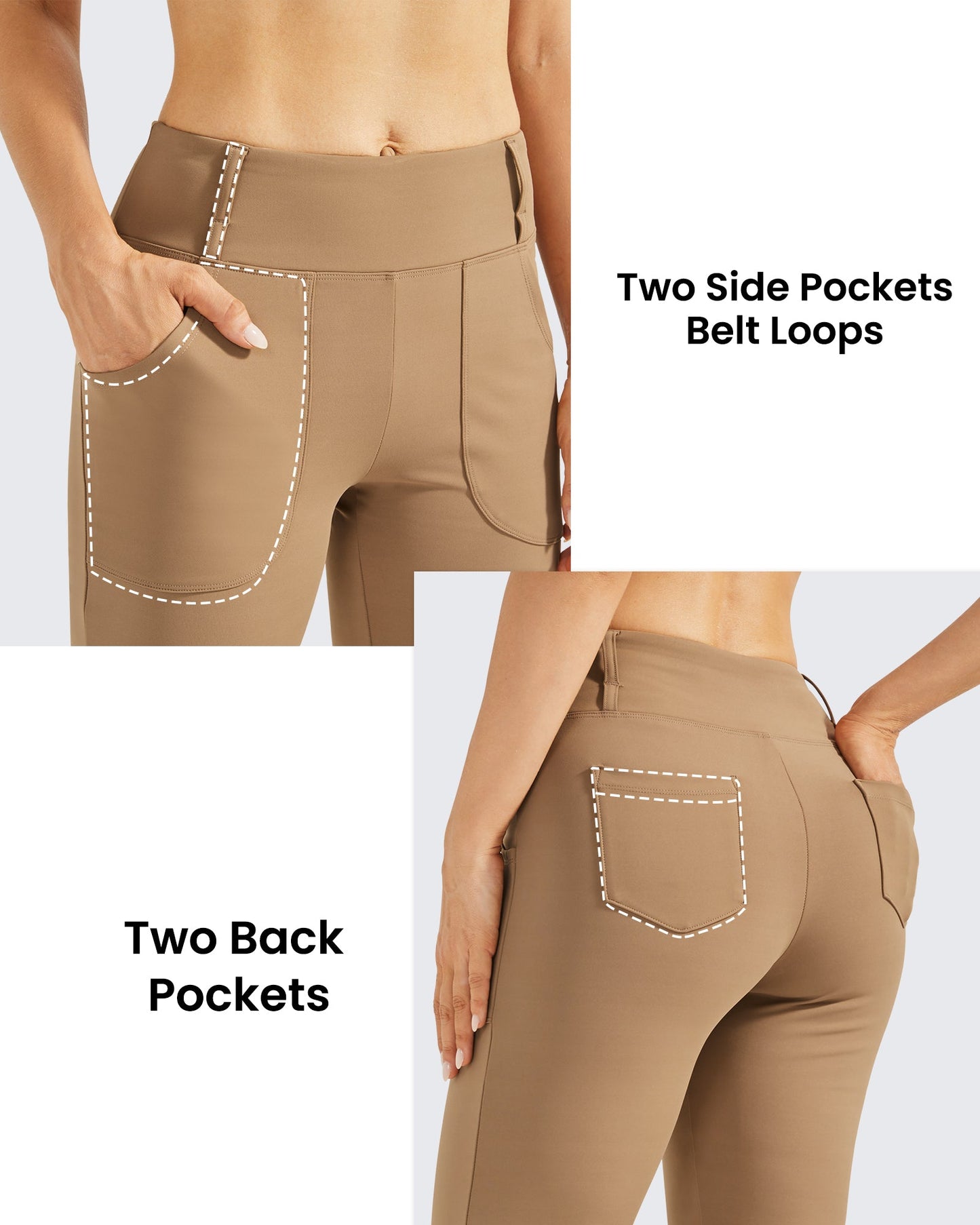 Pantalones acampanados de trabajo de cintura alta con forro polar