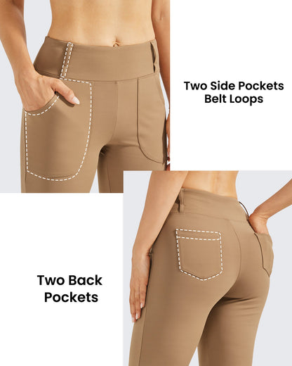Pantalones acampanados de trabajo de cintura alta con forro polar