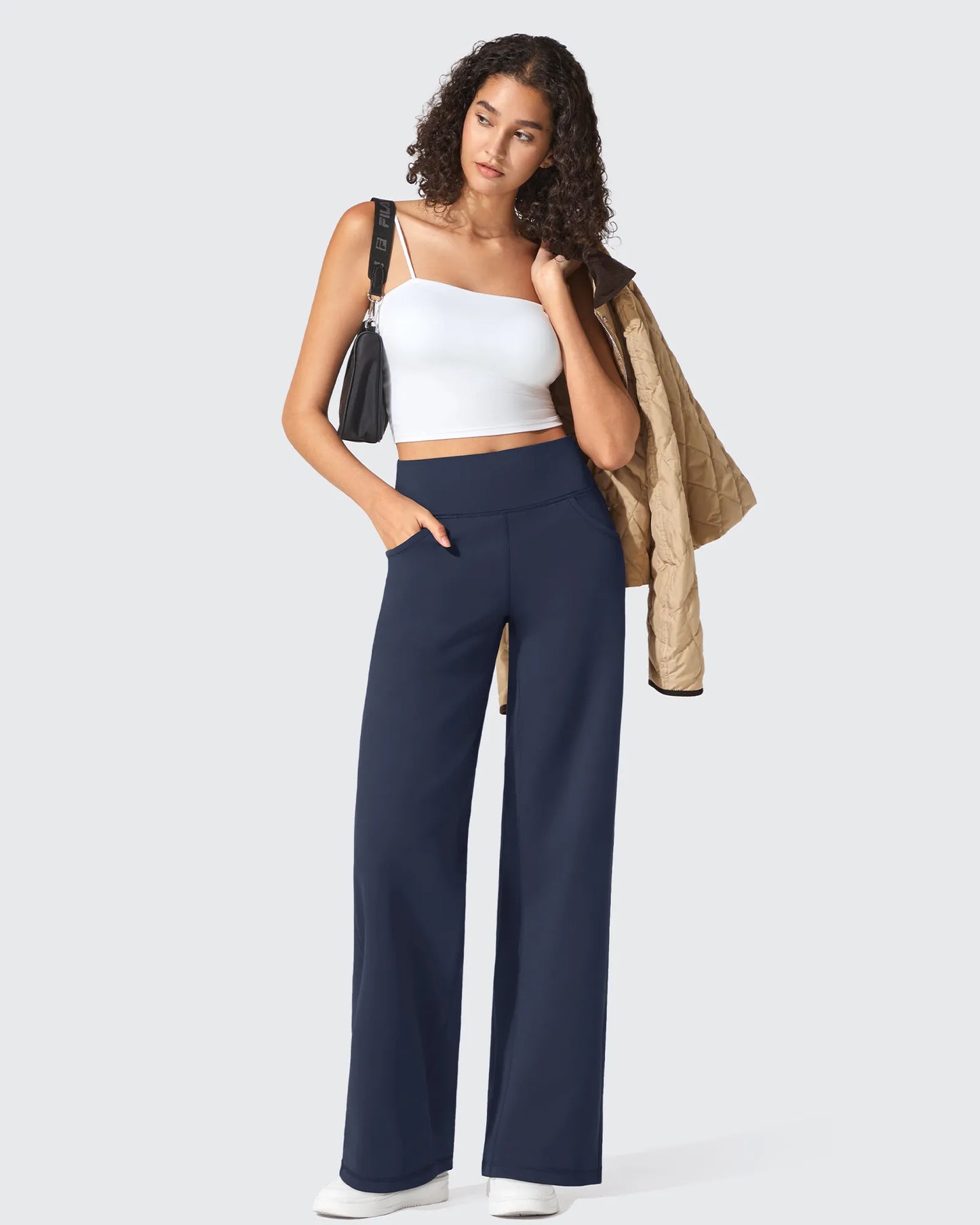Pantalones Anchos de Vestir de Cintura Alta Sin Costuras BareFeel