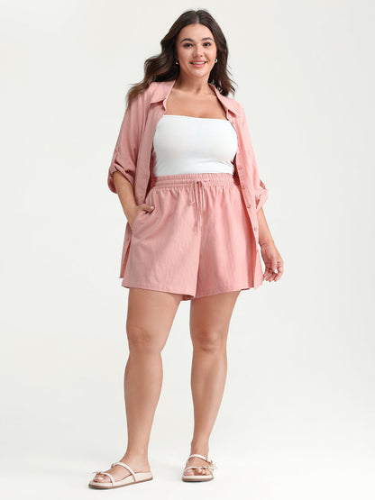Cotton Drawstring Elastic Waist Pockets Shorts