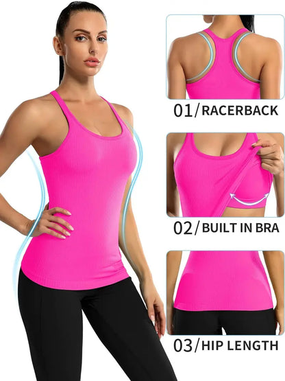 Final 3-Hour Sale🔥Women Workout Tank Tops with Built in Bra