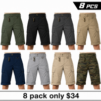 8 PACK(Olive Green + Black + Dark Gray + Khaki + Navy Blue + Light Gray + Beige + Camouflage)