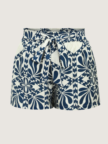 Floral Print Stretchy Waist-Tie Shorts