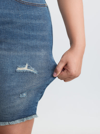 Stretchy Mid-Rise Denim Shorts