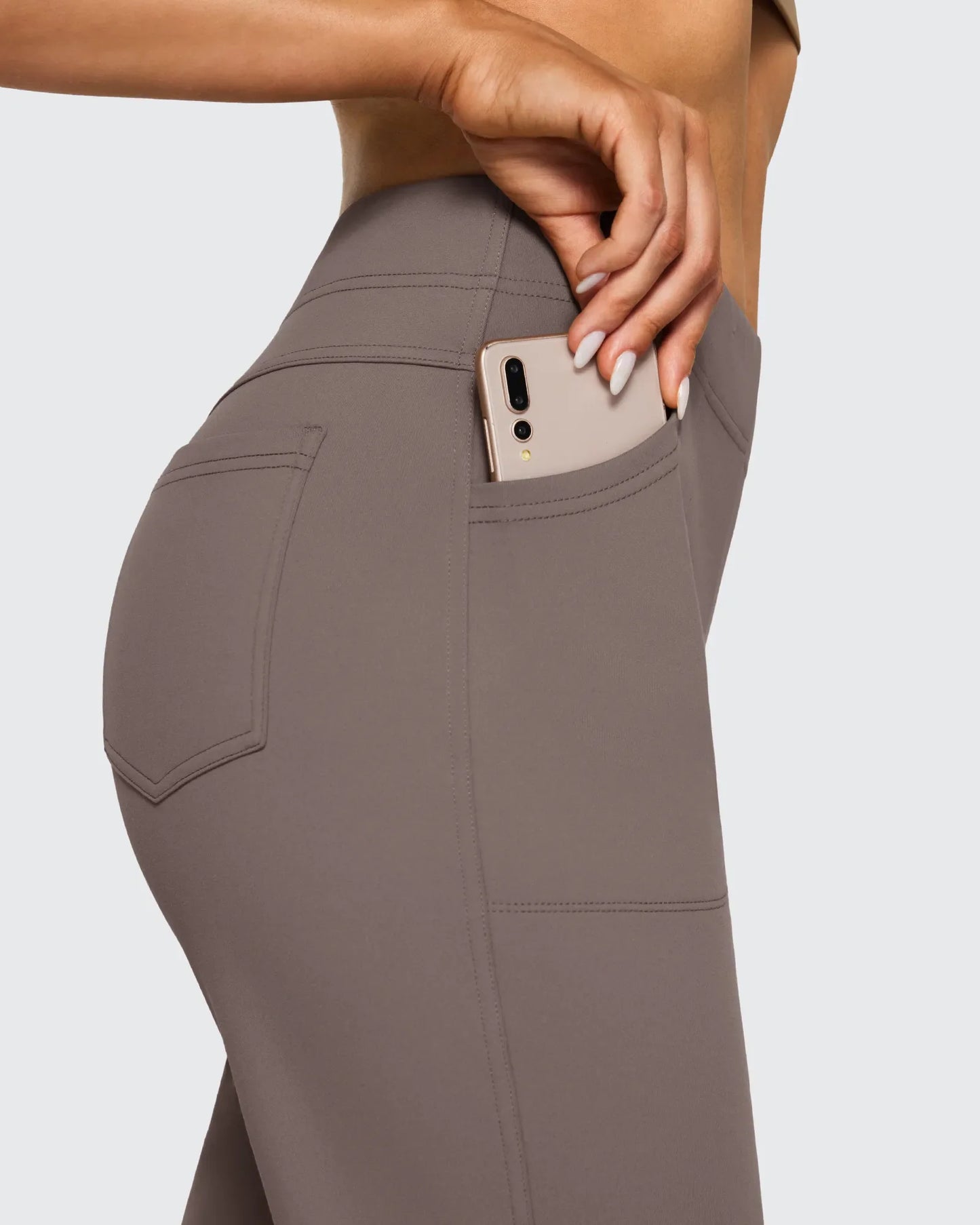 Pantalones de trabajo acampanados de tiro alto con forro polar
