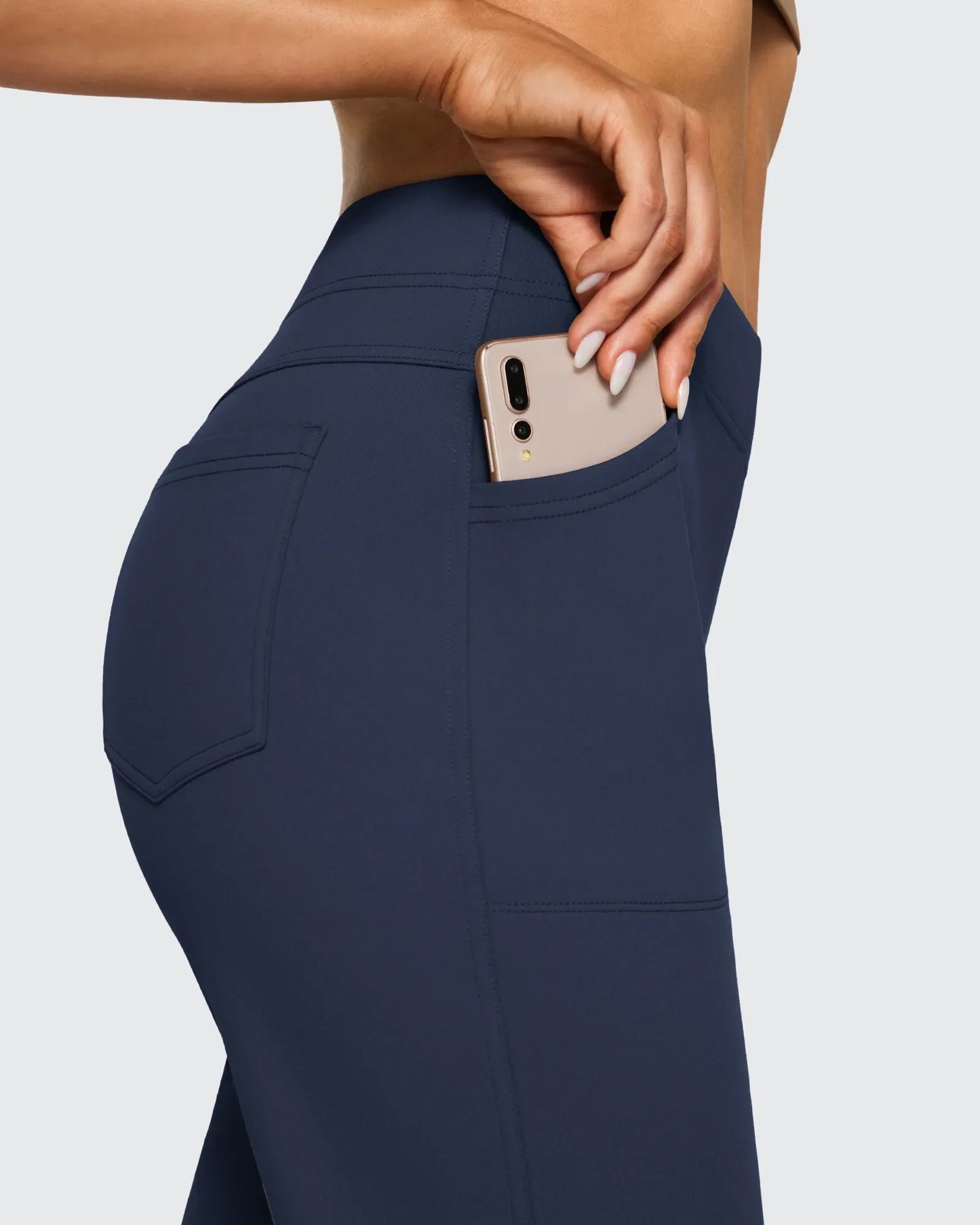 Pantalones de trabajo acampanados de tiro alto con forro polar