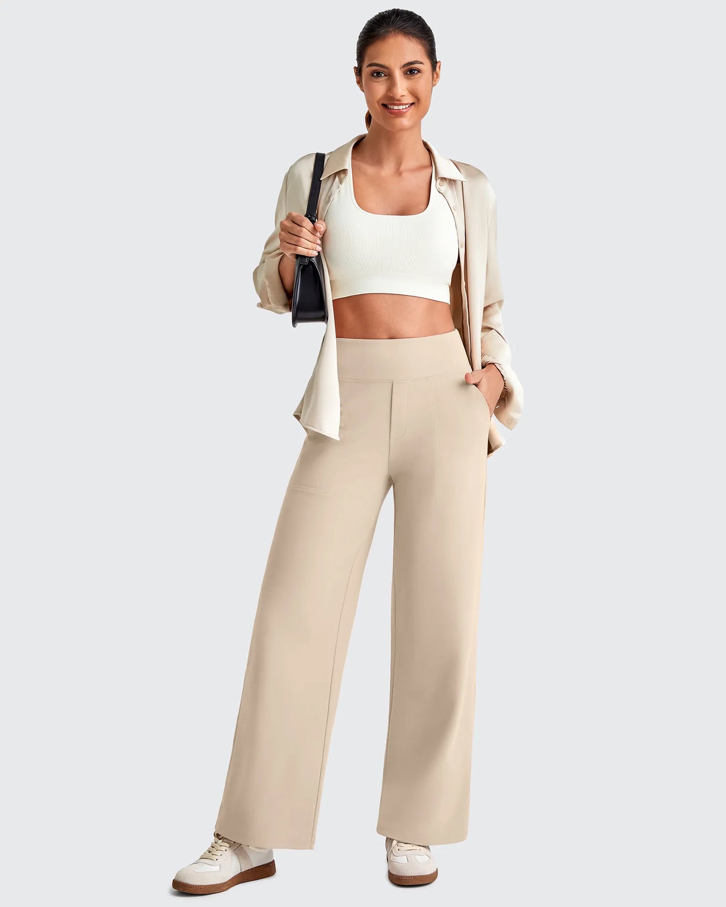 Pantalones Sastre Cortos Elásticos de Talle Alto EverGoing para Mujer (Talla Pequeña)