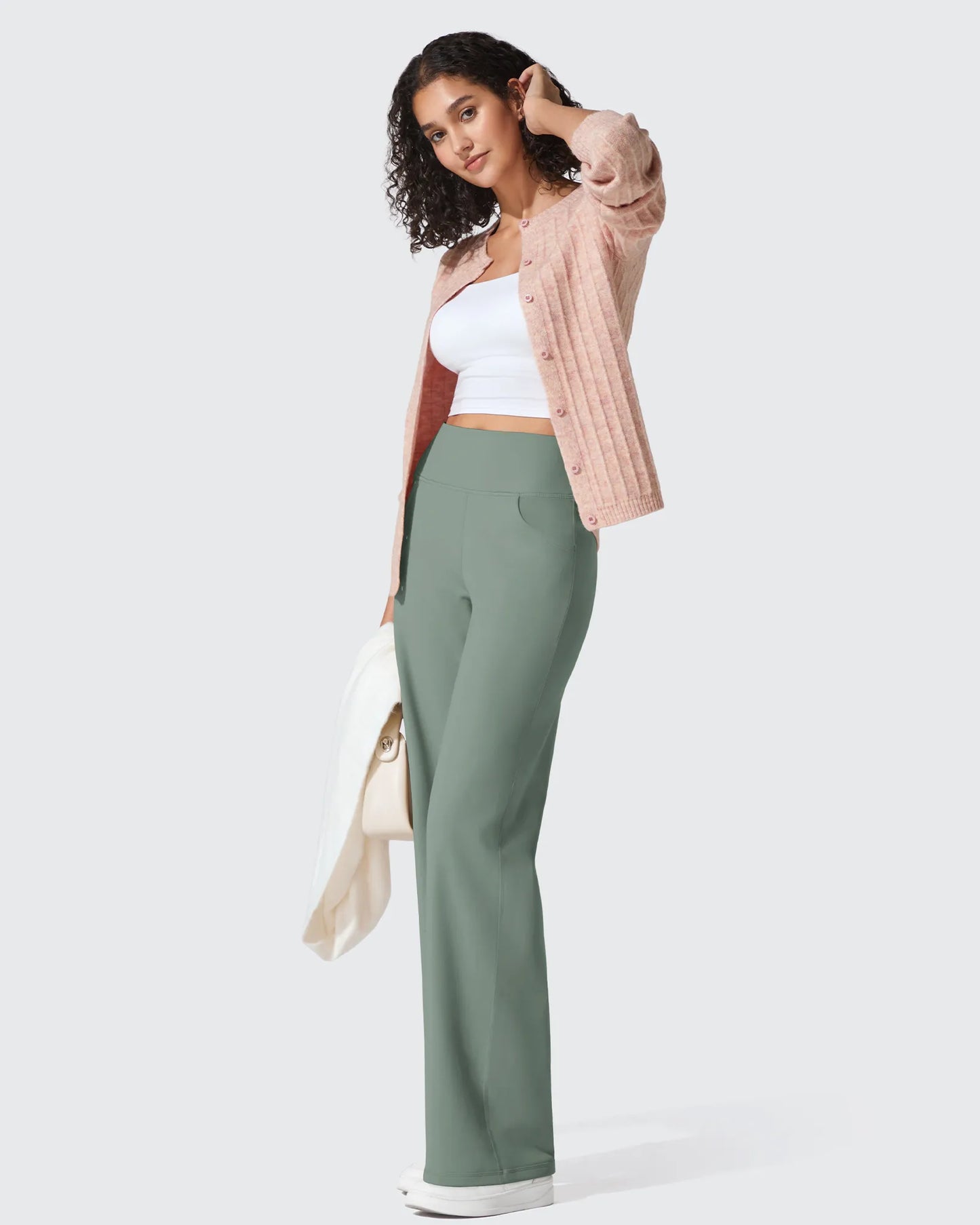 Pantalones Anchos de Vestir de Cintura Alta Sin Costuras BareFeel