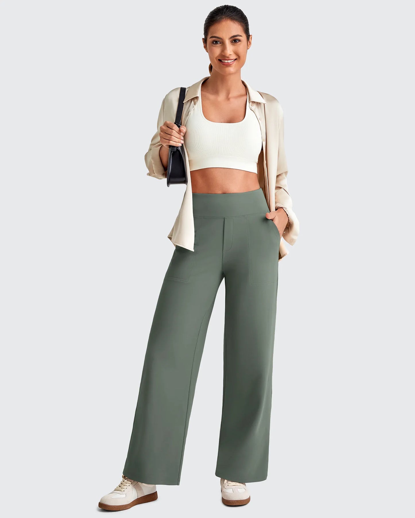 Pantalones Sastre Cortos Elásticos de Talle Alto EverGoing para Mujer (Talla Pequeña)