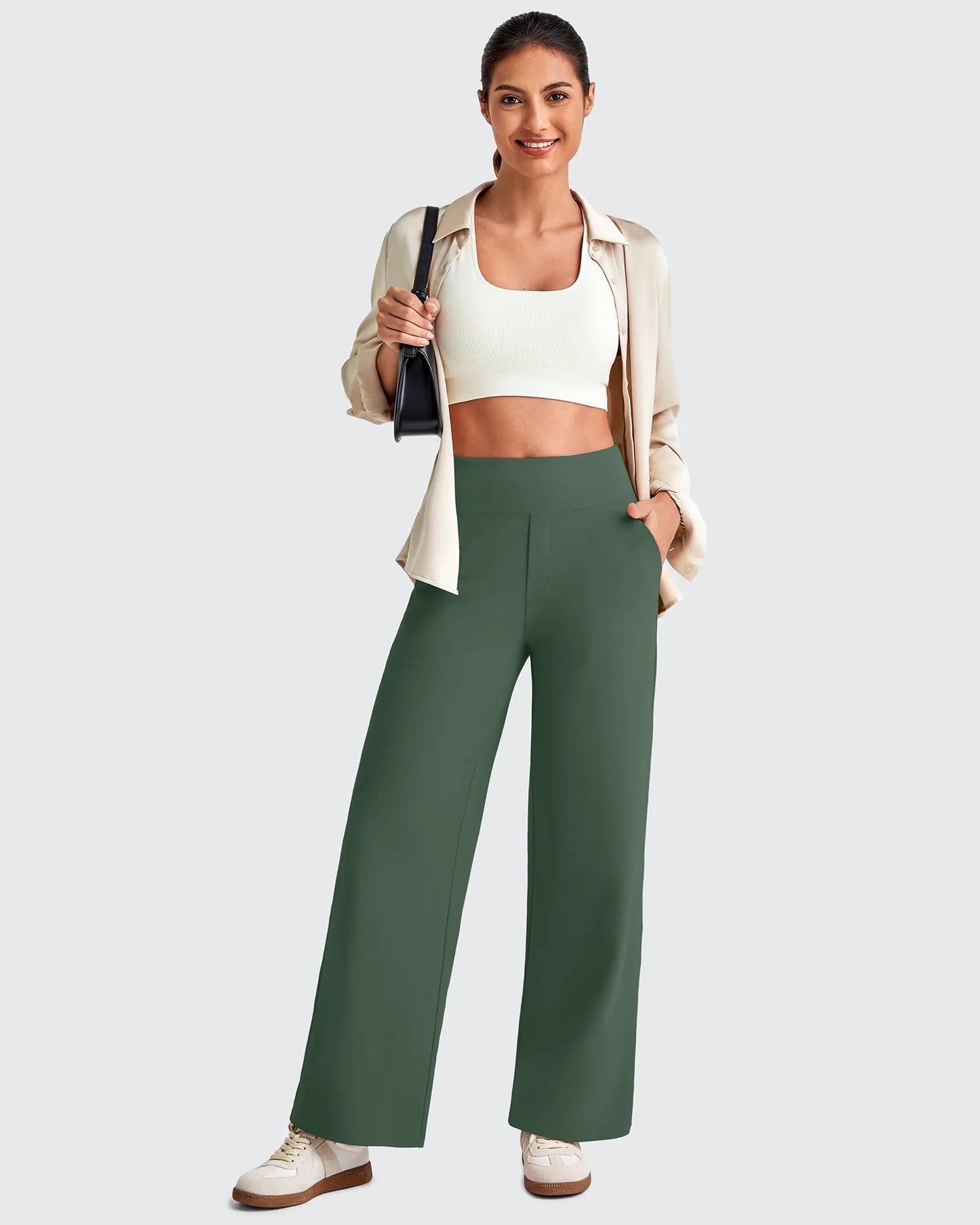 Pantalones Sastre Cortos Elásticos de Talle Alto EverGoing para Mujer (Talla Pequeña)