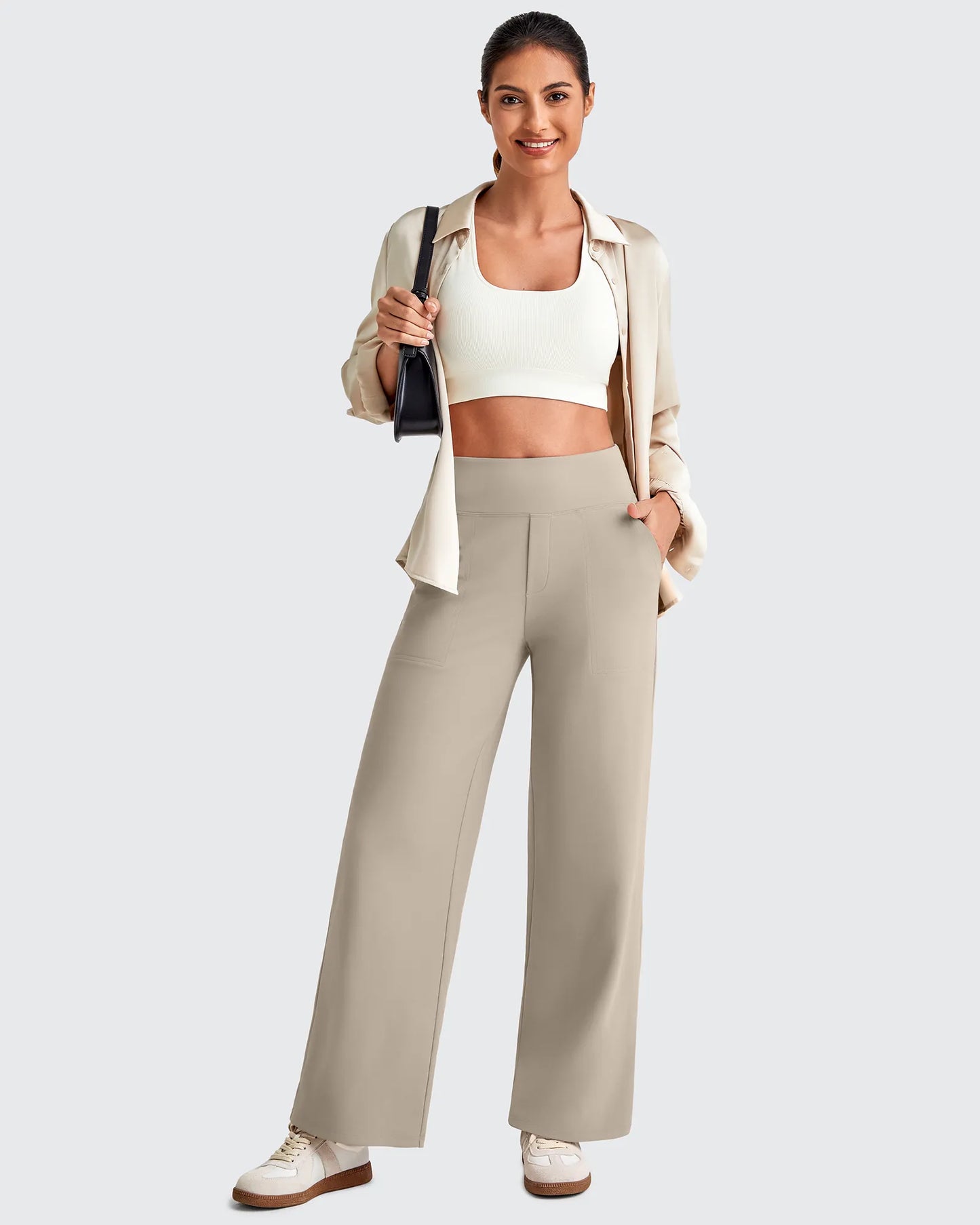 Pantalones Sastre Cortos Elásticos de Talle Alto EverGoing para Mujer (Talla Pequeña)