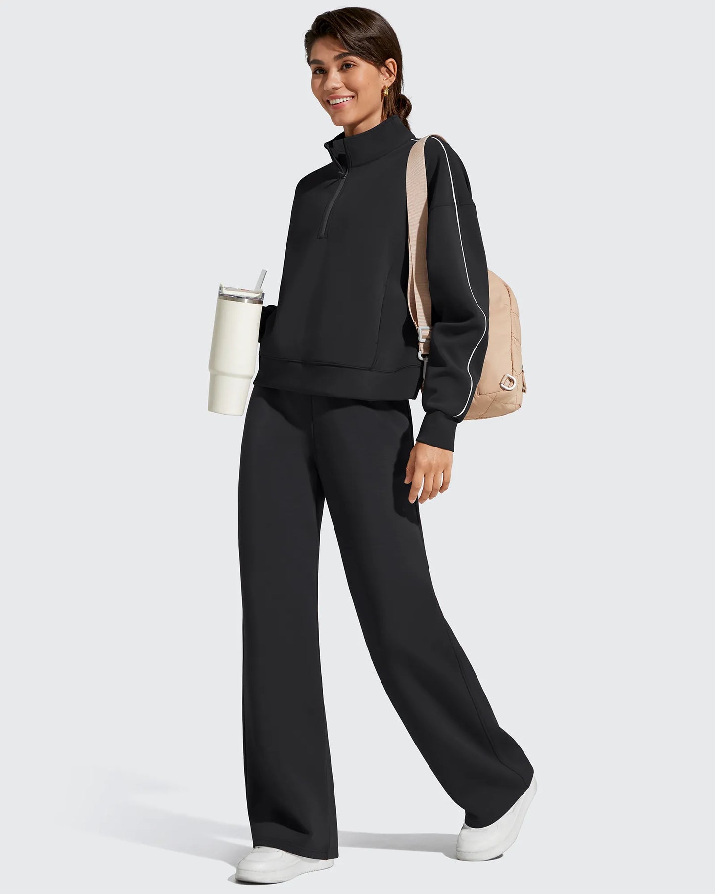 Pantalones de chándal de pernera ancha con forro polar y cordón elástico Smoofit