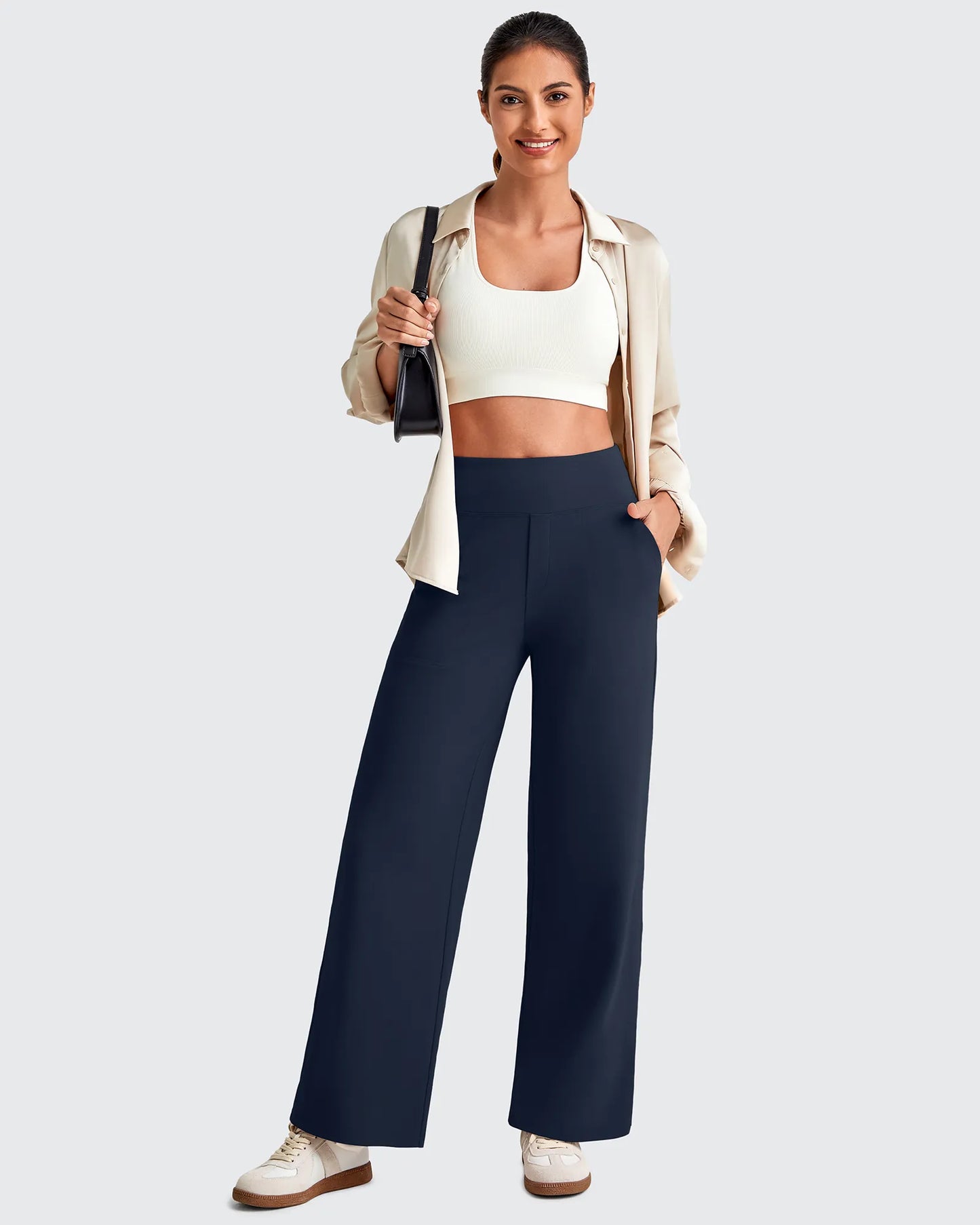 Pantalones Sastre Cortos Elásticos de Talle Alto EverGoing para Mujer (Talla Pequeña)