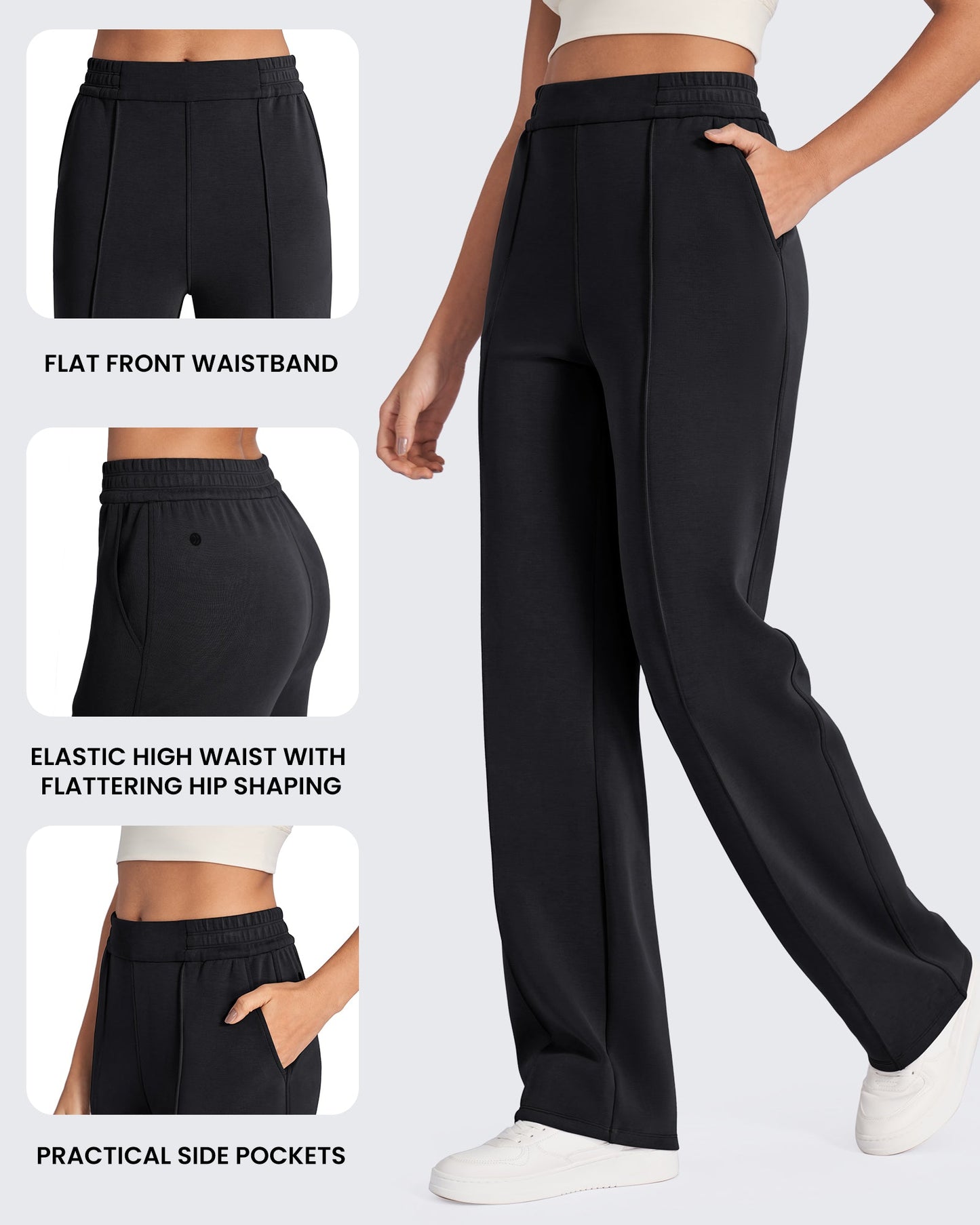 Pantalones de vestir elásticos de talle alto y corte holgado Smoofit Petite