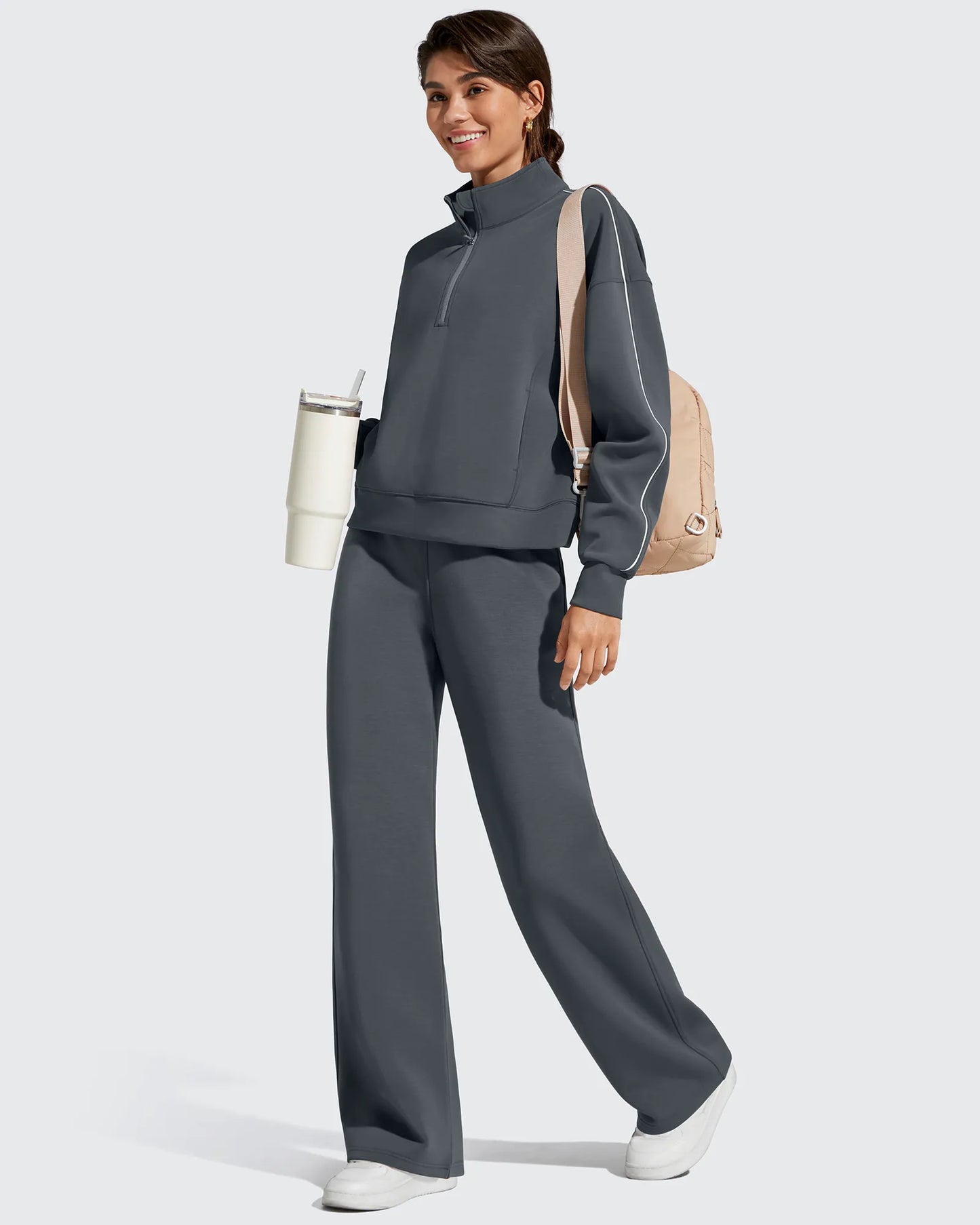 Pantalones de chándal de pernera ancha con forro polar y cordón elástico Smoofit