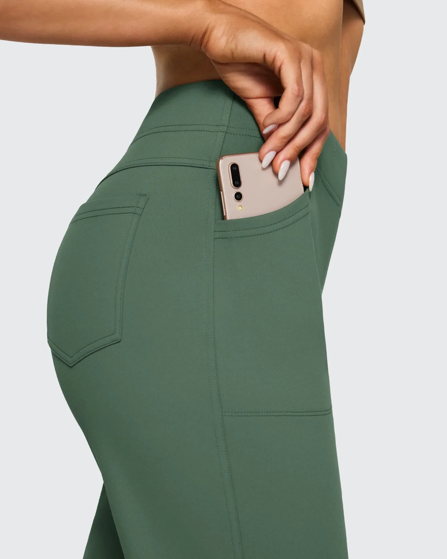Pantalones de trabajo acampanados de tiro alto con forro polar