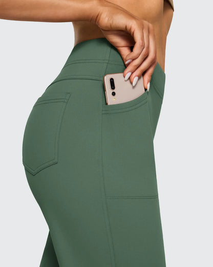 Pantalones de trabajo acampanados de tiro alto con forro polar