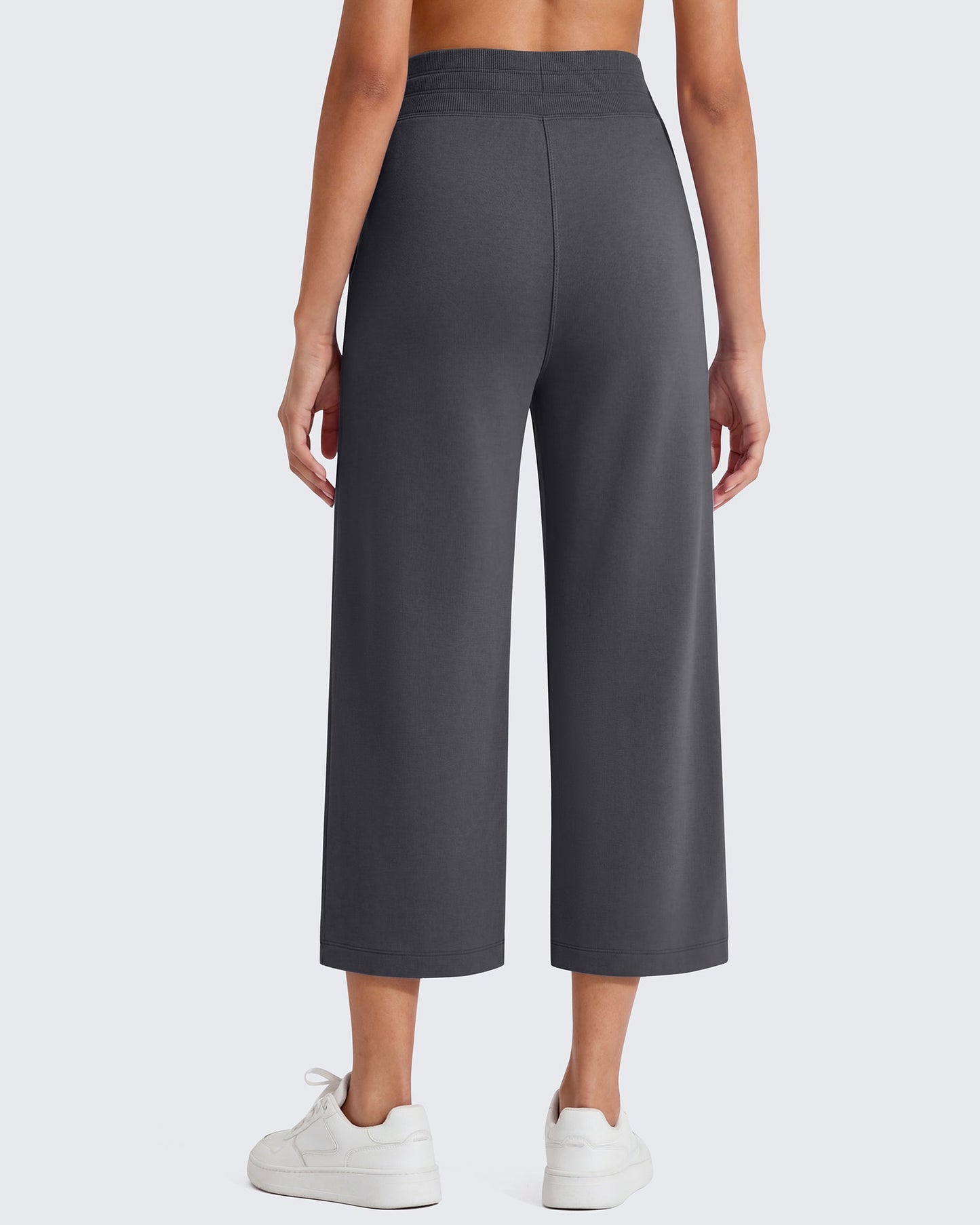 G4Free Smoofit Capris de cintura alta con cordón, pierna ancha y bolsillos