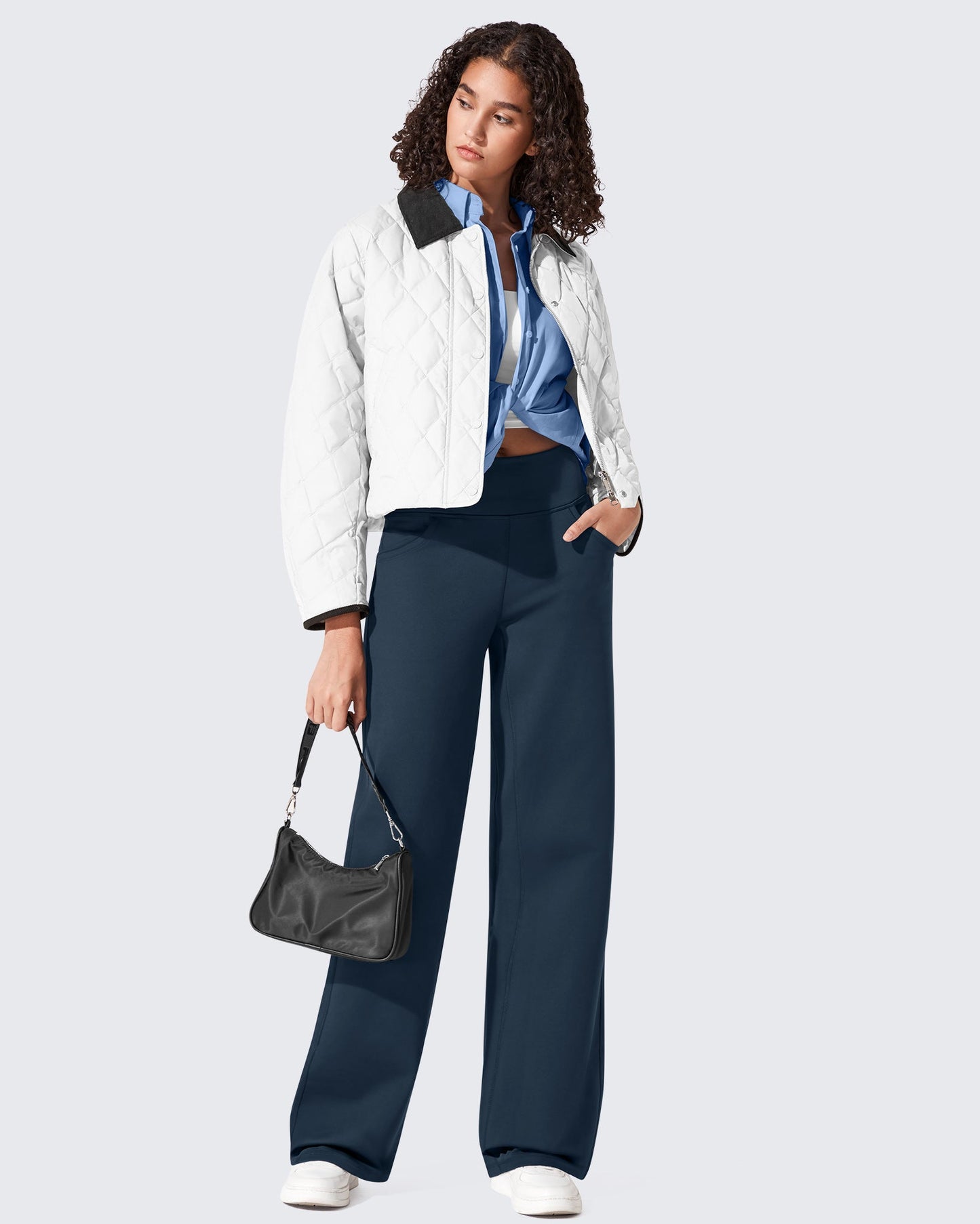 Pantalones térmicos de cintura alta y pierna ancha con forro polar EverGoing
