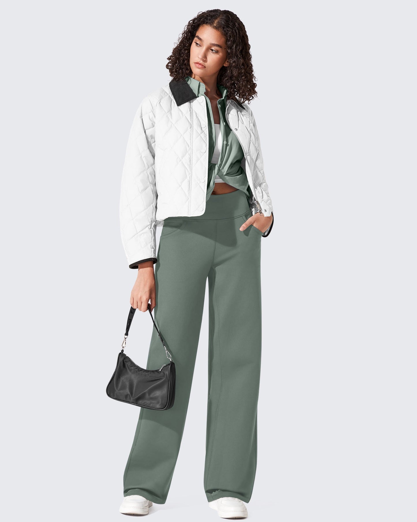 Pantalones térmicos de cintura alta y pierna ancha con forro polar EverGoing