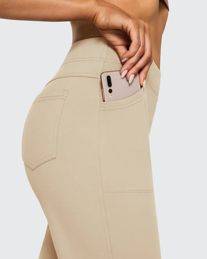 Pantalones de trabajo acampanados de tiro alto con forro polar