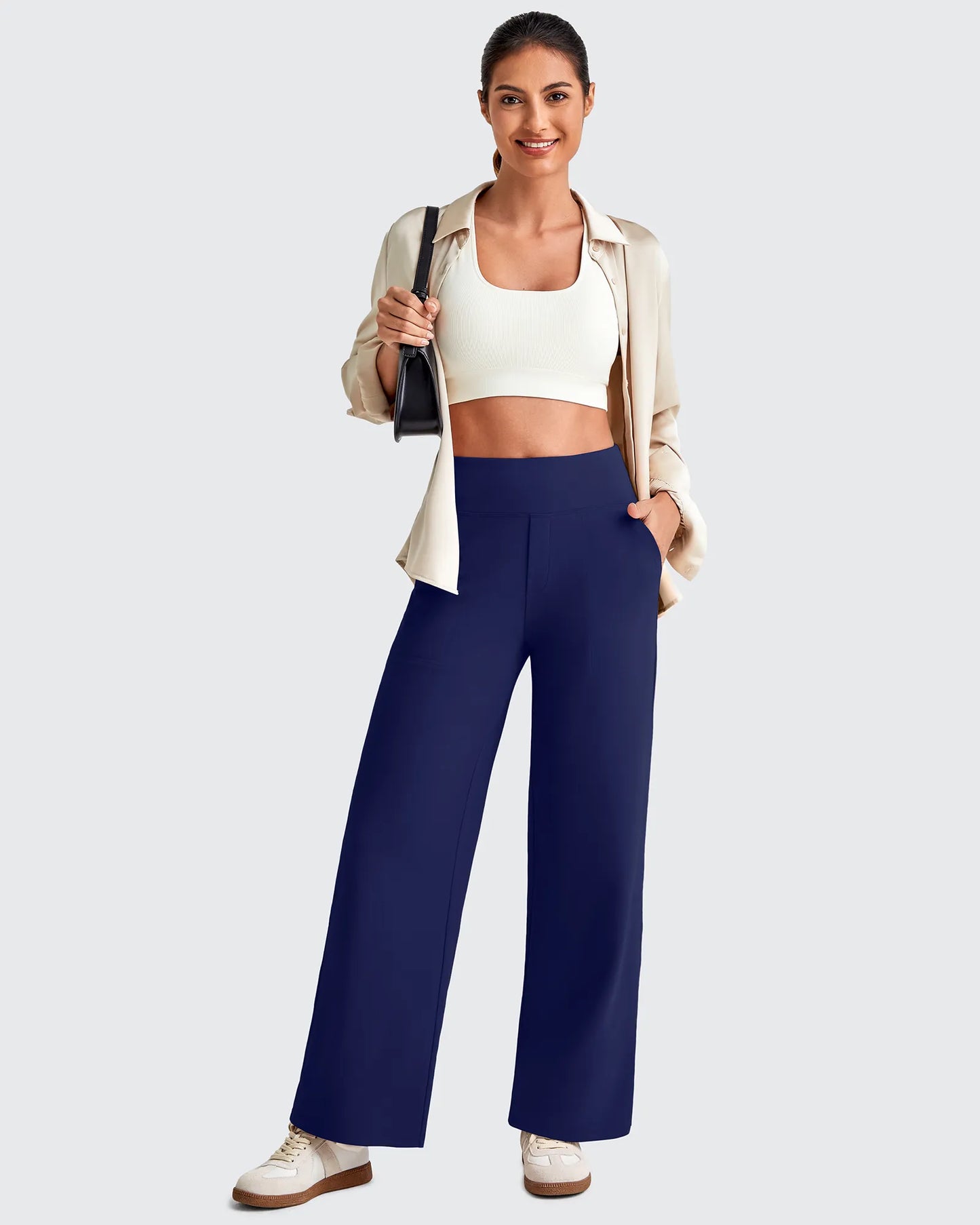 Pantalones de vestir capri elásticos de tiro alto EverGoing (talla regular)