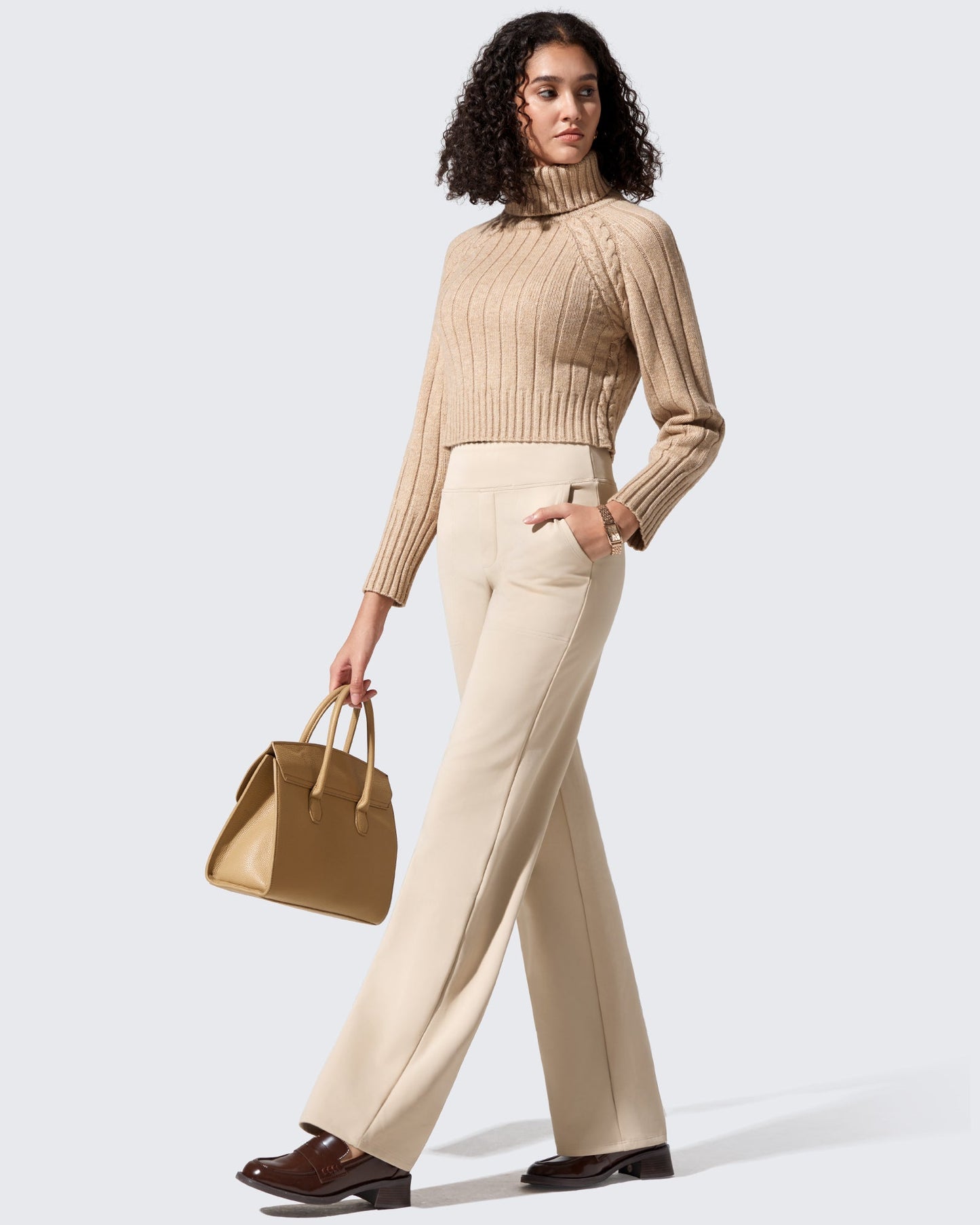 Pantalones de vestir de talle alto con forro polar EverGoing