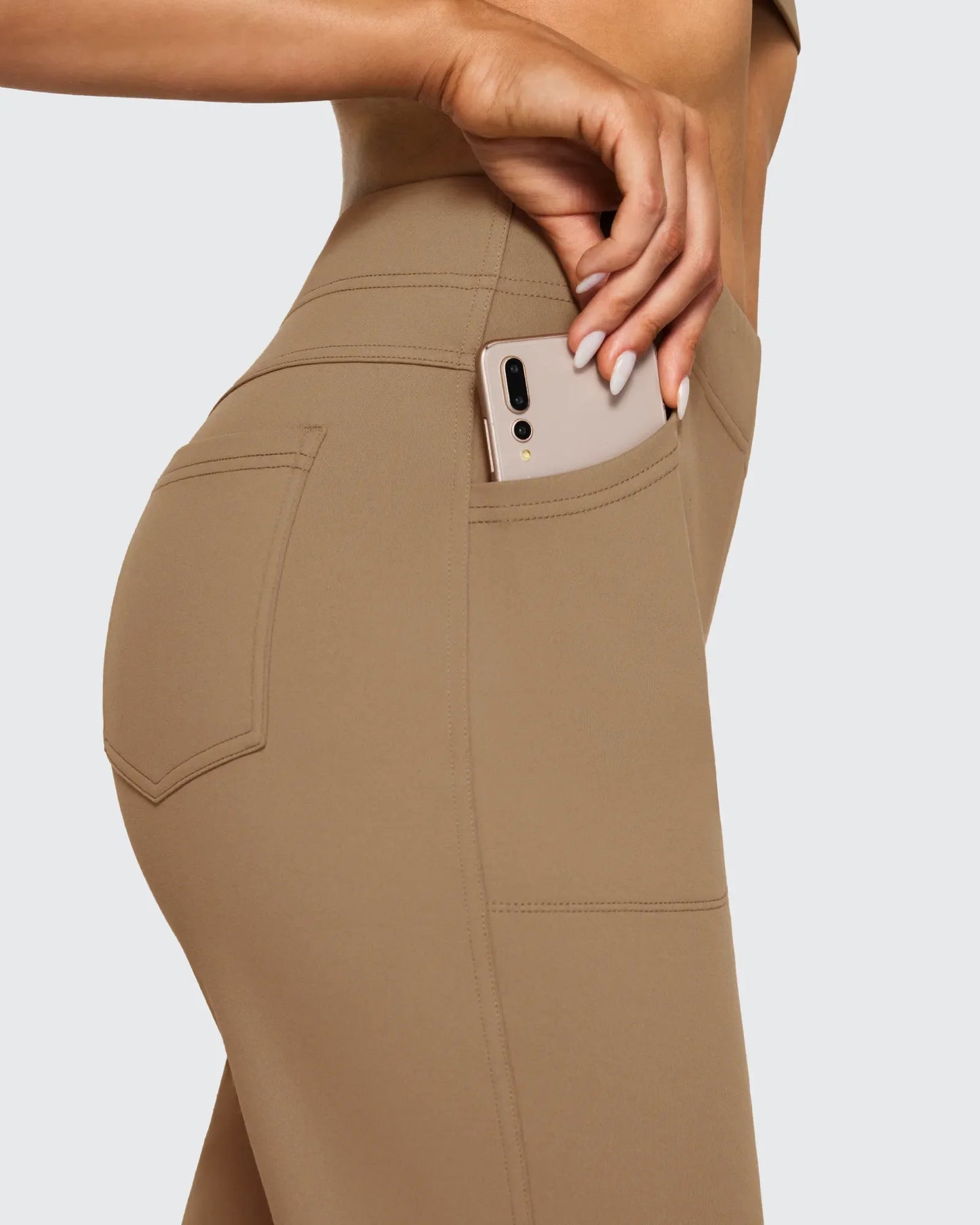 Pantalones de trabajo acampanados de tiro alto con forro polar