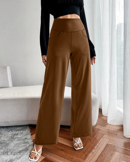 Pantalones de yoga de pierna ancha para mujer con bolsillos (talla regular)